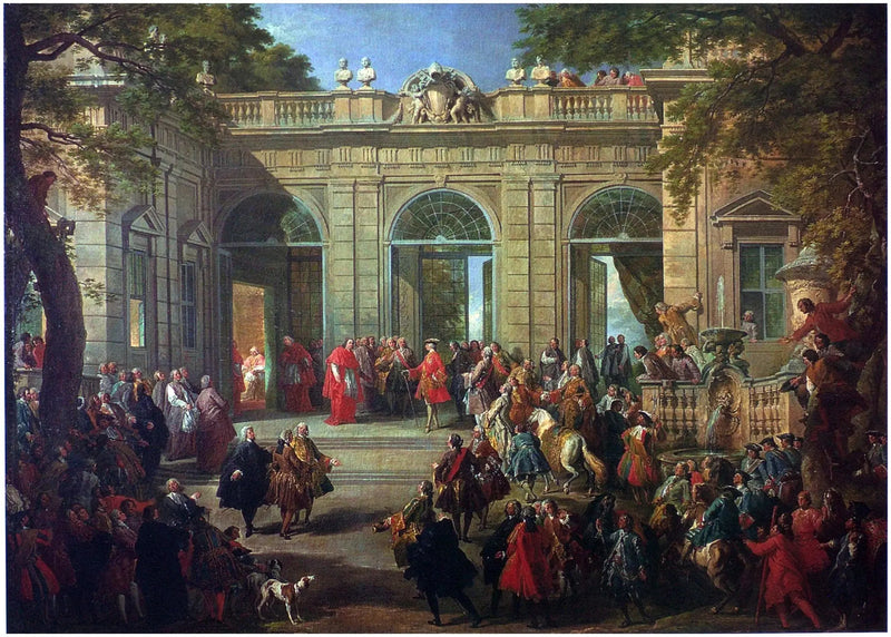 Charles de Bourbon visitando al Papa Benedicto XIV en el Café del Quirinal - Giovanni Paolo Panini
