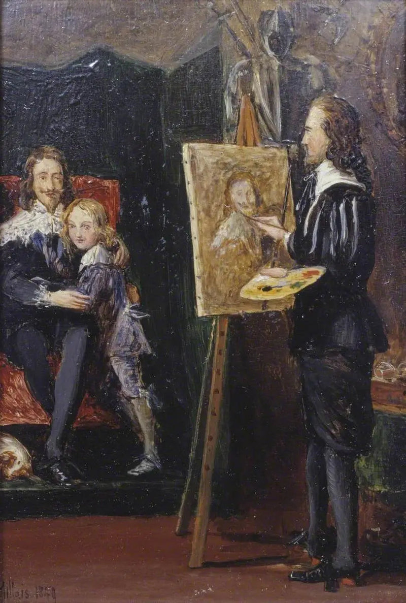 Carlos I y su hijo en el taller de Van Dyck - John Everett Millais