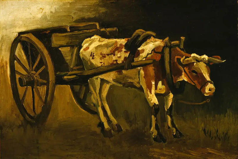 Carreta con buey rojo y blanco - Vincent van Gogh
