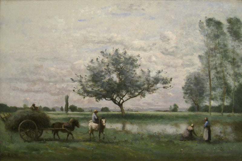 Carro de heno junto a un río - Jean-Baptiste Camille Corot