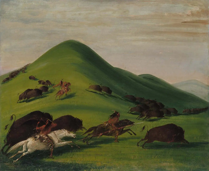 Caza de bisontes en Prairie Bluffs - George Catlin
