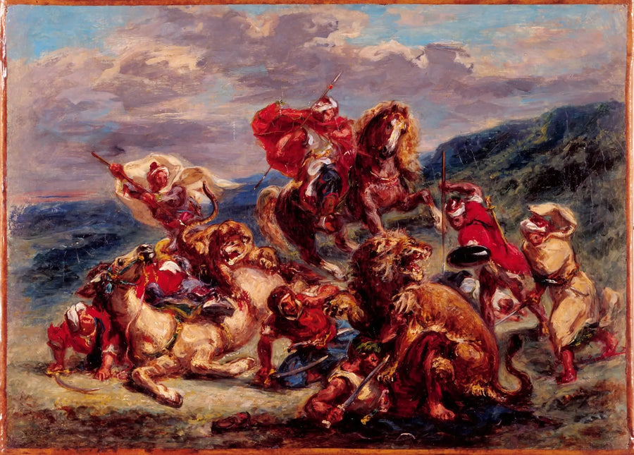 Caza del león - Eugène Delacroix