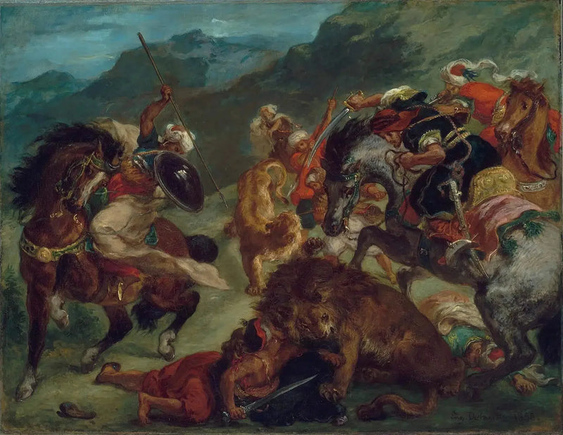 Caza del león - Eugène Delacroix