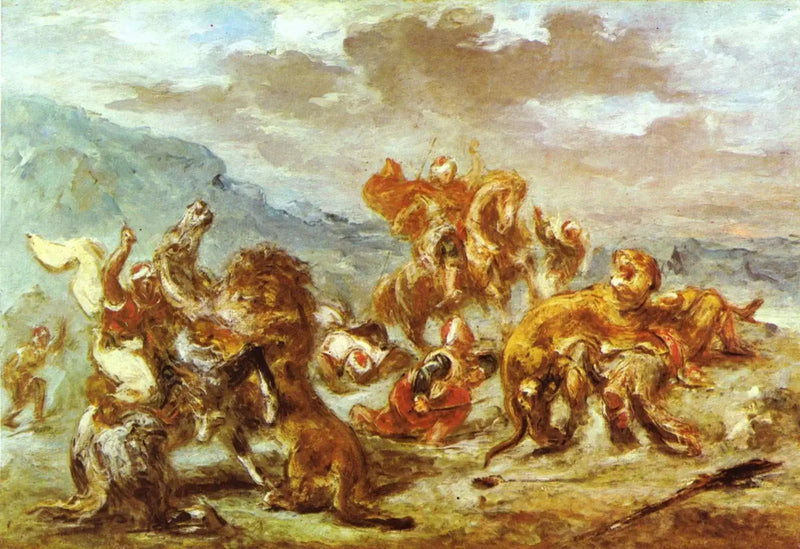 Caza del león - Eugène Delacroix