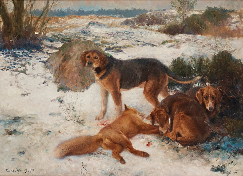 Caza del zorro con perros - Bruno Liljefors