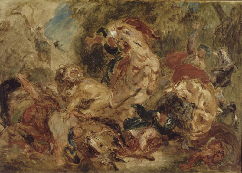 Caza de leones - Eugène Delacroix