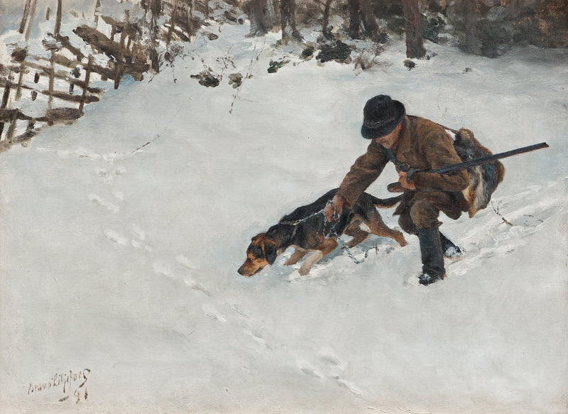 Cazador con perro - Bruno Liljefors