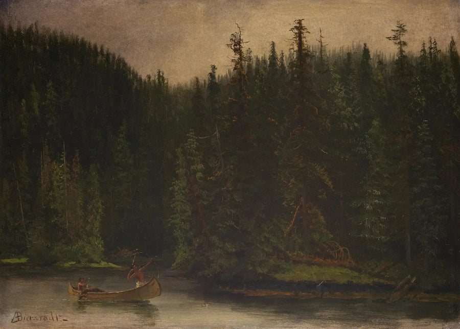 Cazadores indios en canoa - Albert Bierstadt