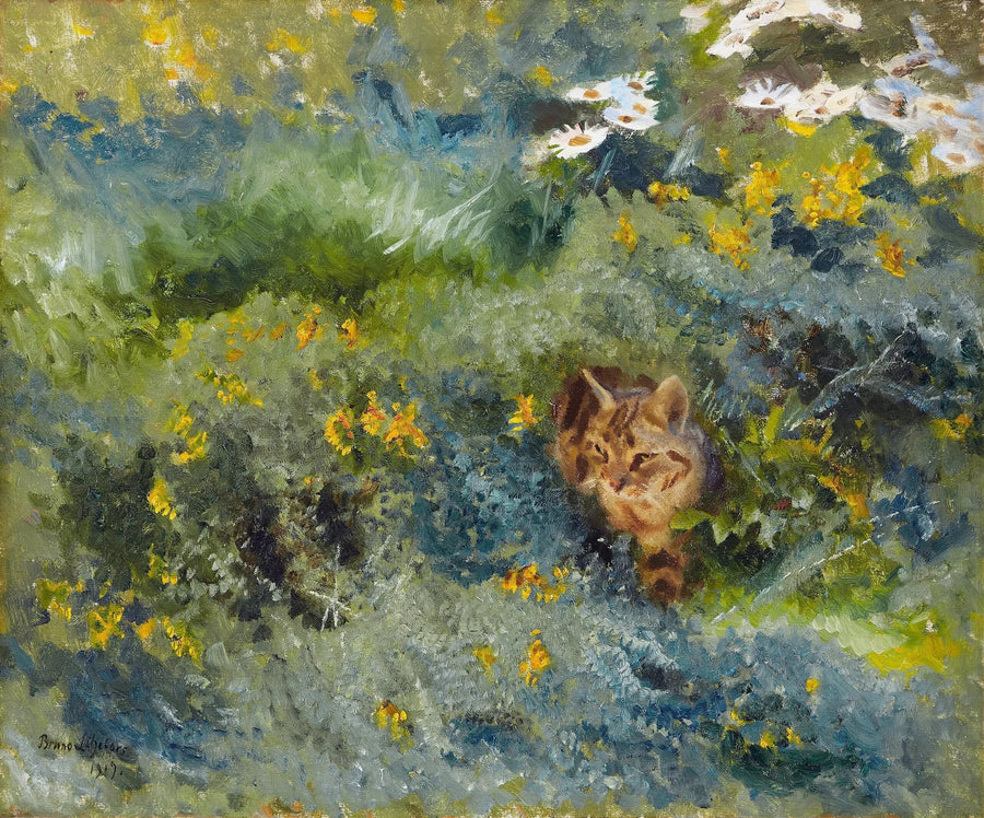Gato en un prado florido de verano - Bruno Liljefors