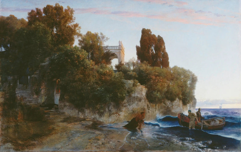 Castillo junto al mar y asesinato en el jardín del castillo - Arnold Böcklin