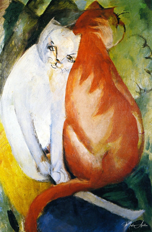 Chats, rouge et blanc - Franz Marc - Reproductions de tableaux et peintures haut de gamme