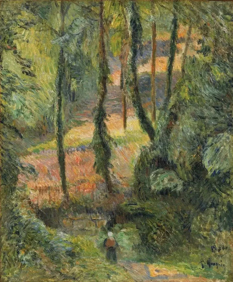 Camino hundido en una pendiente boscosa - Paul Gauguin