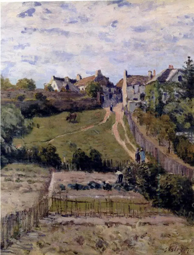 Camino en ascenso. Un rincón del pueblo de Andrésy - Alfred Sisley