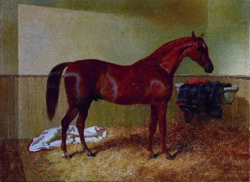 Caballo alazán en un establo - John Frederick Herring, Sr.