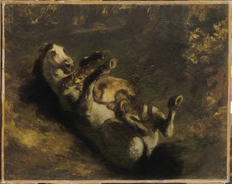 Caballo atacado por una leona - Eugène Delacroix