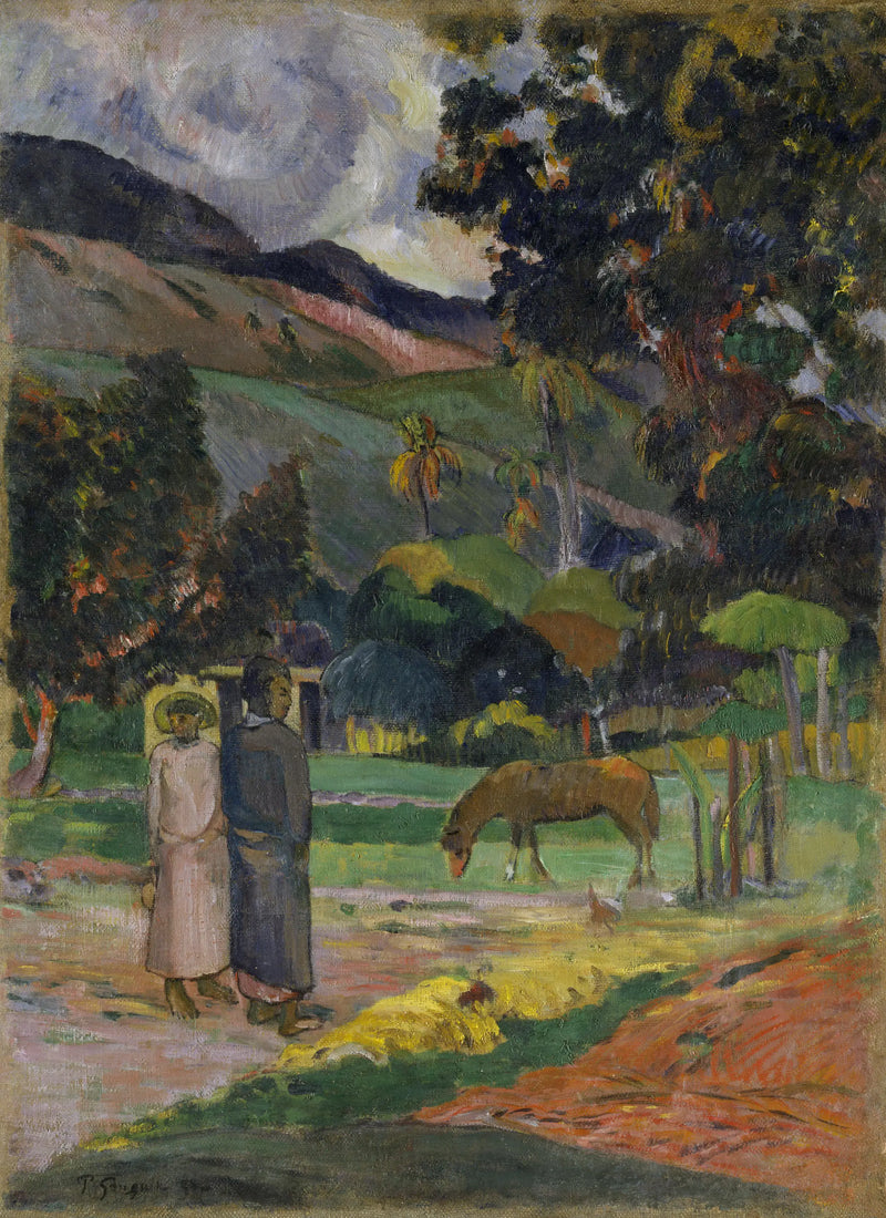 Caballo en el pasto - Paul Gauguin