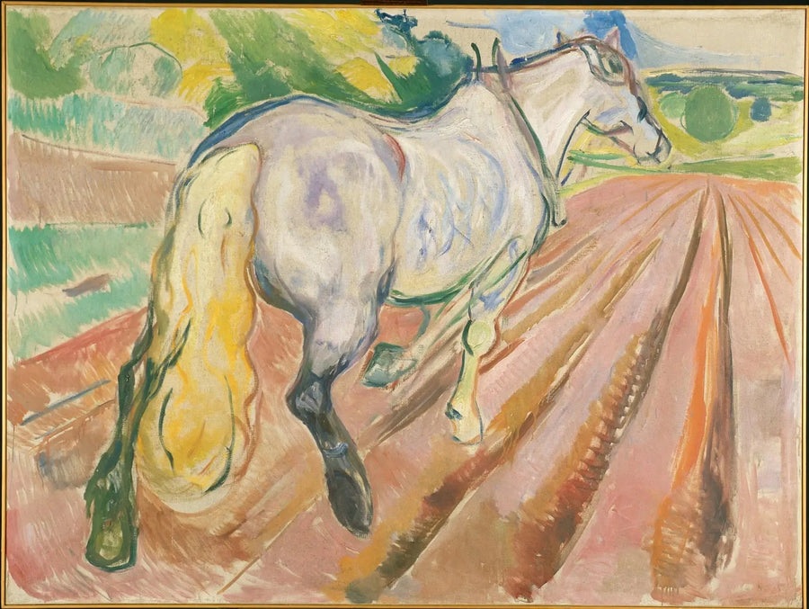 Caballo blanco visto desde atrás - Edvard Munch