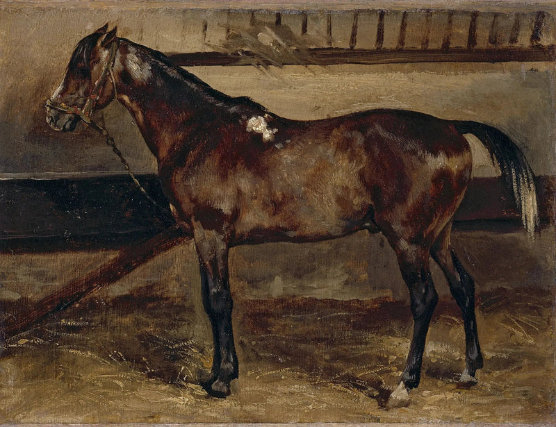 Caballo marrón en el establo - Théodore Géricault