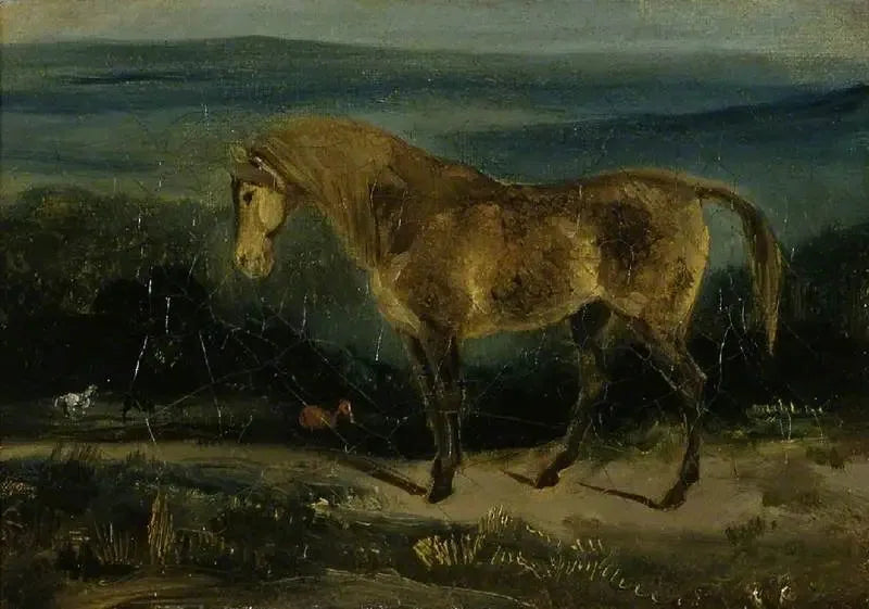 Caballo en un paisaje - Eugène Delacroix