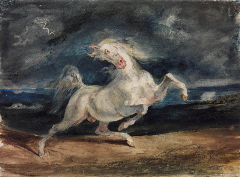 Caballo asustado por la tormenta - Eugène Delacroix