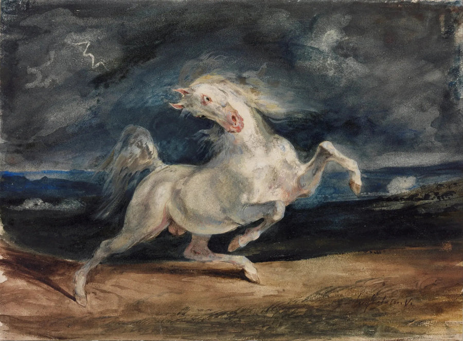 Caballo asustado por la tormenta - Eugène Delacroix