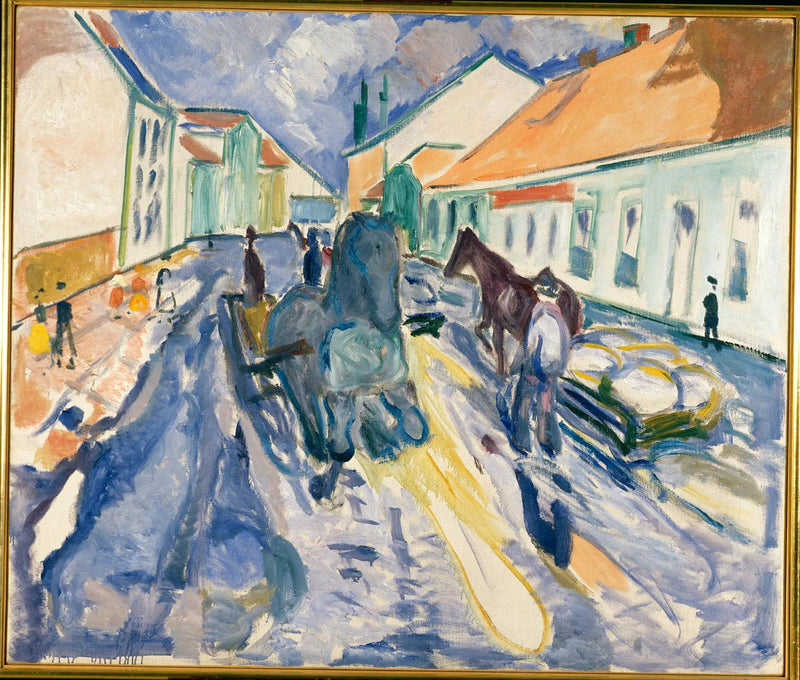 Caballo envuelto en una calle - Edvard Munch