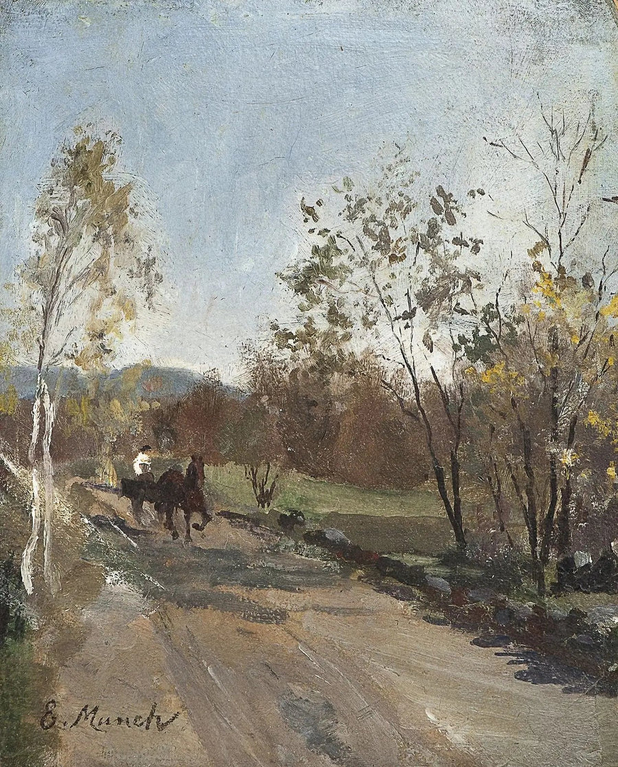 Caballo y carreta en un camino rural - Edvard Munch