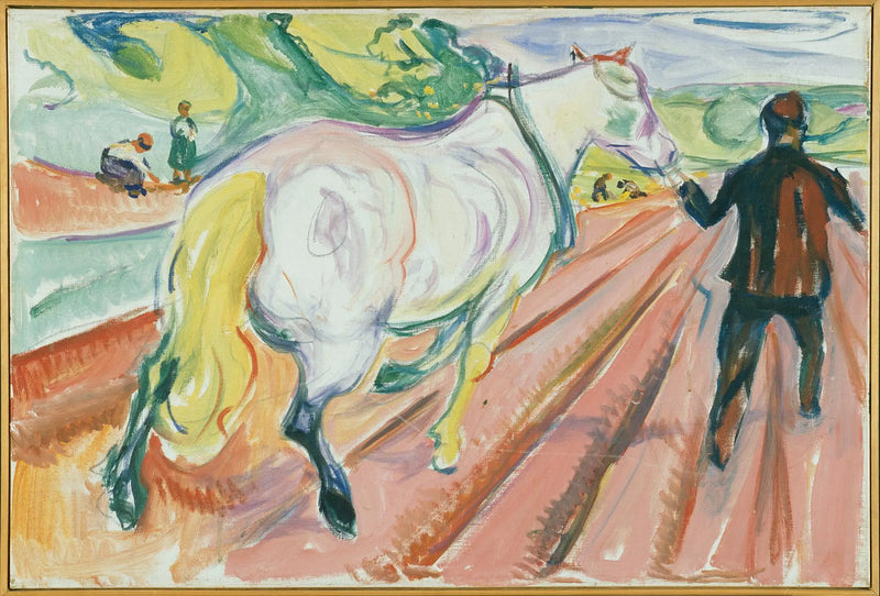 Caballo y Hombre en el campo - Edvard Munch