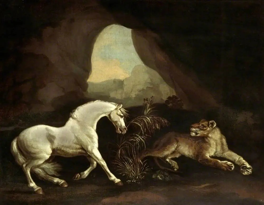 Cheval et lionne - George Stubbs image 1 reproduction artisanale de tableau