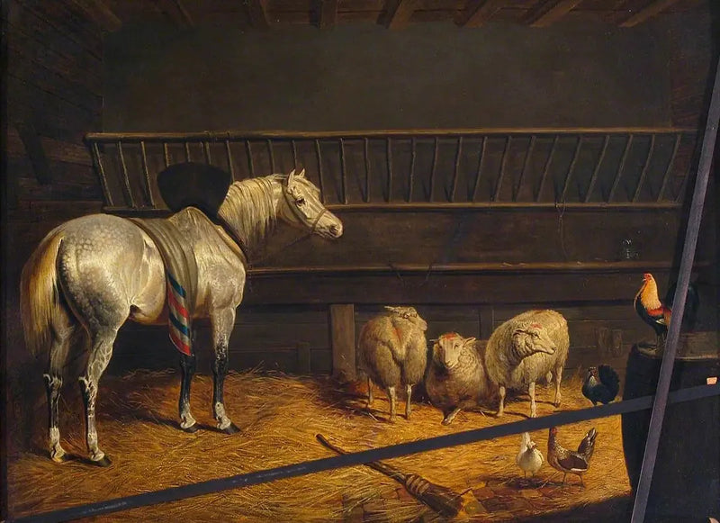 Caballo gris en un establo - John Frederick Herring, Sr.