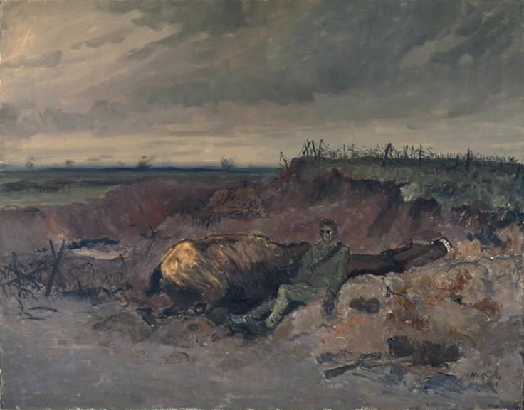 Caballo muerto y jinete en una trinchera - Maurice Galbraith Cullen