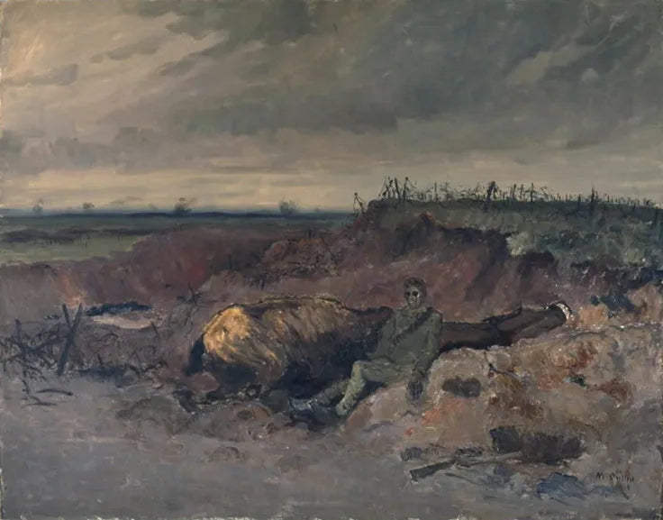 Caballo muerto y jinete en una trinchera - Maurice Galbraith Cullen