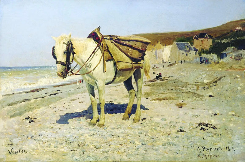 Caballo para la recolección de guijarros en Veules-les-Roses - Ilya Repin