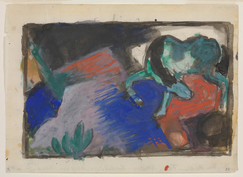 Caballo verde en un paisaje - Franz Marc