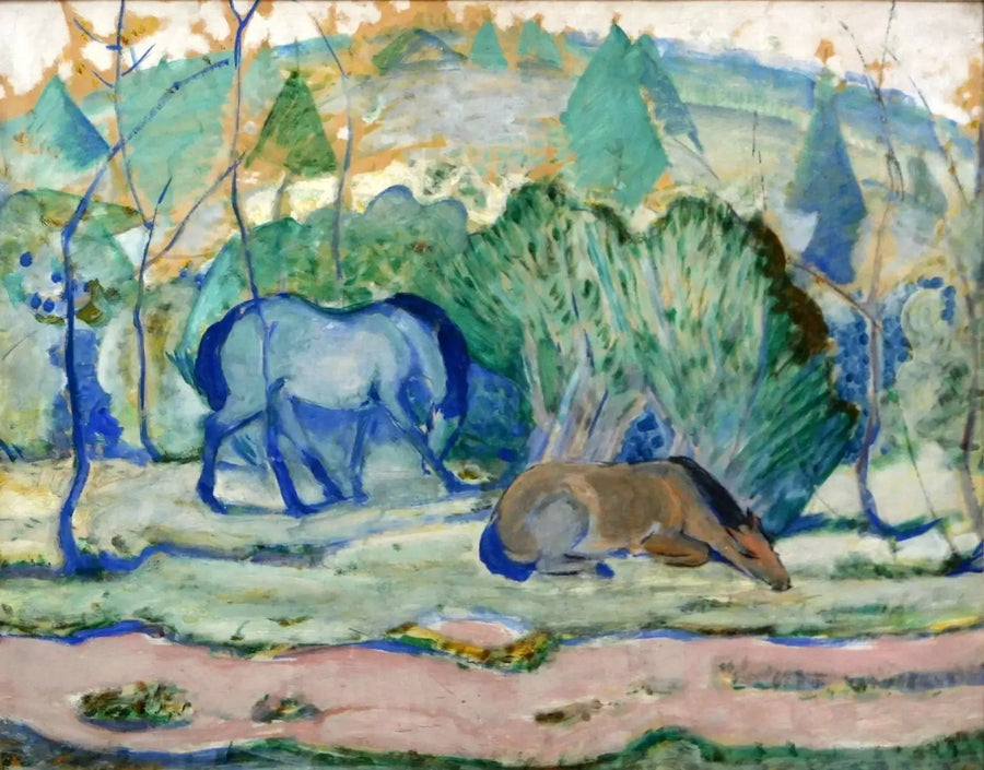 Caballos en el pasto - Franz Marc