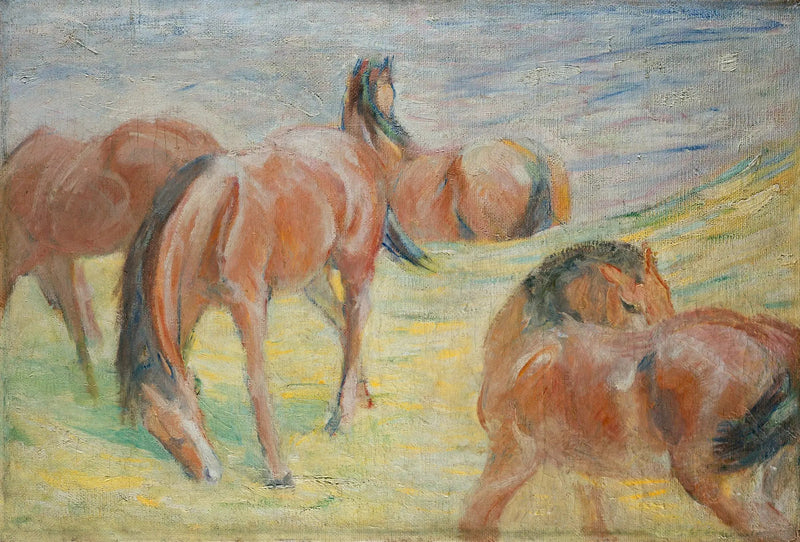 Caballos en el pasto I - Franz Marc