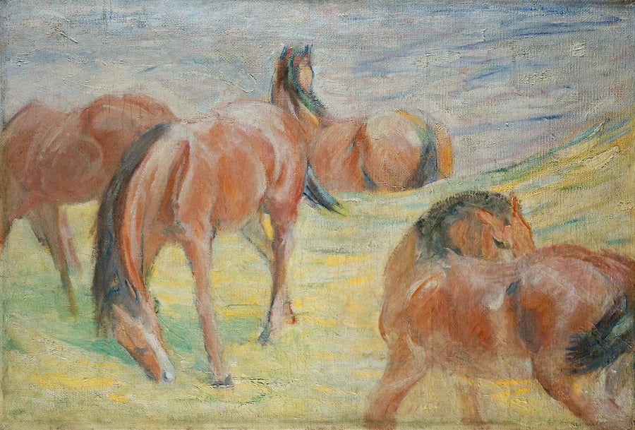 Caballos en el pasto I - Franz Marc