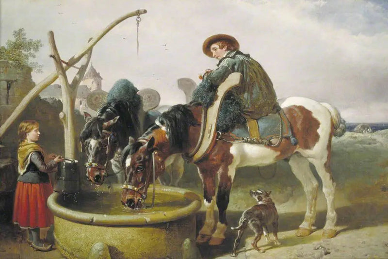 Caballos en el pozo y Henry Bright (1814–1873) - John Frederick Herring, Sr.