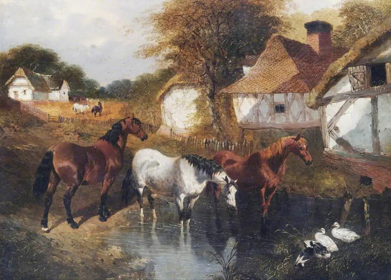 Caballos en un rincón de una granja - John Frederick Herring, Sr.