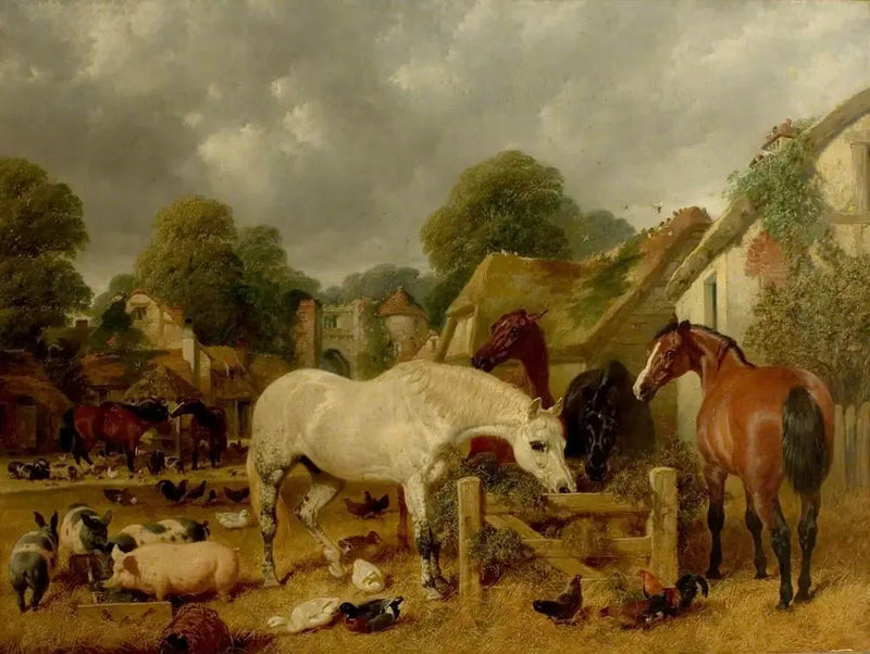 Caballos en un corral - John Frederick Herring, Sr.