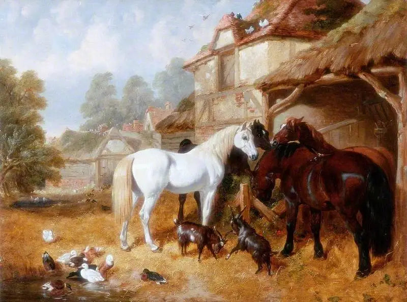 Caballos en un patio de granja - John Frederick Herring, Sr.