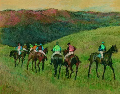 Caballos de carreras en un paisaje - Edgar Degas