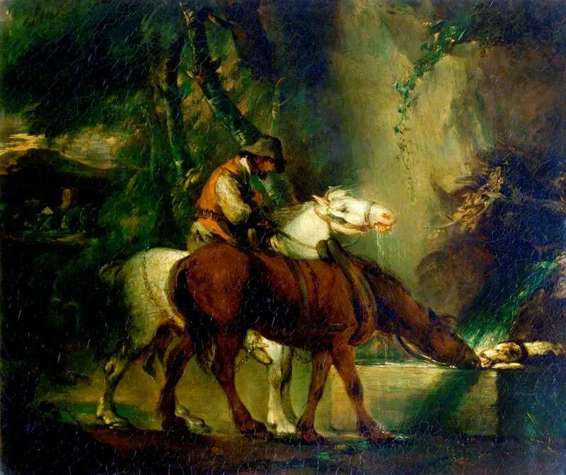 Caballos de tiro en un abrevadero - Thomas Gainsborough