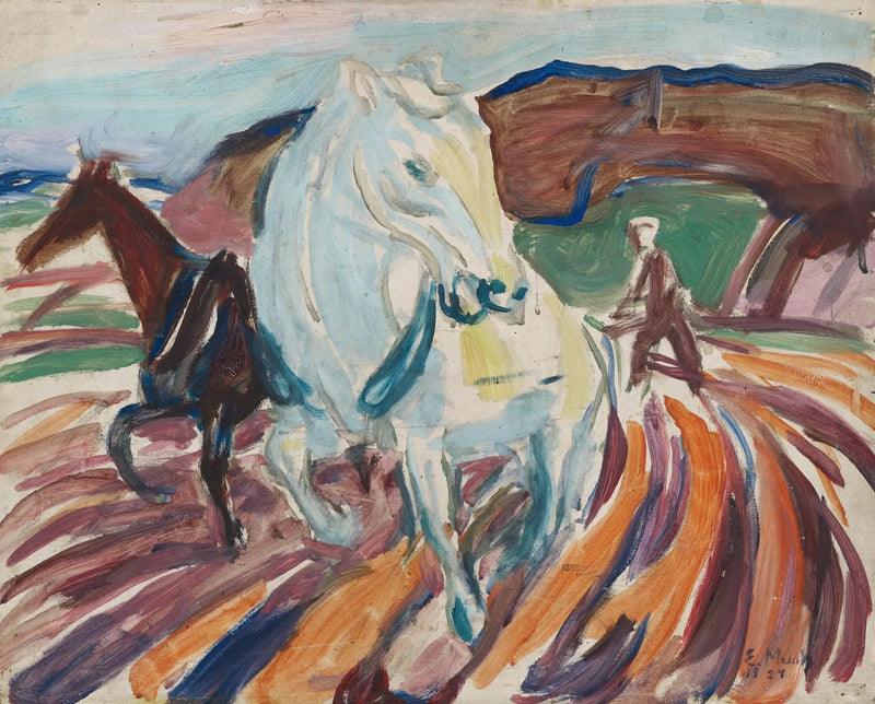 Caballos arando - Edvard Munch