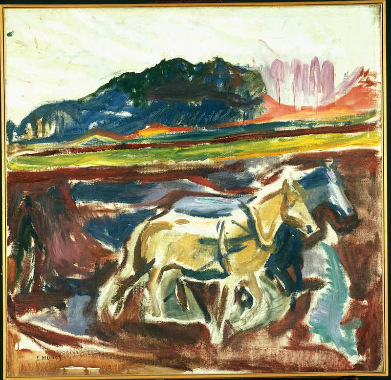 Caballos arando - Edvard Munch