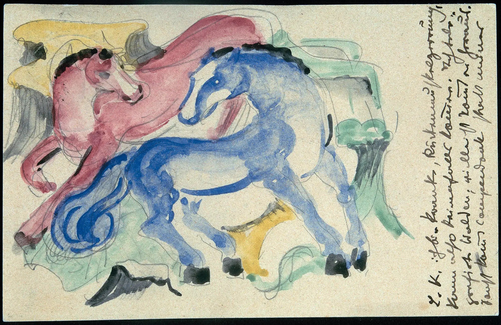 Chevaux rouges et bleus - Franz Marc image 1 copie de tableau peinte à la main