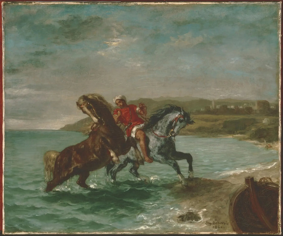 Caballos saliendo del mar - Eugène Delacroix