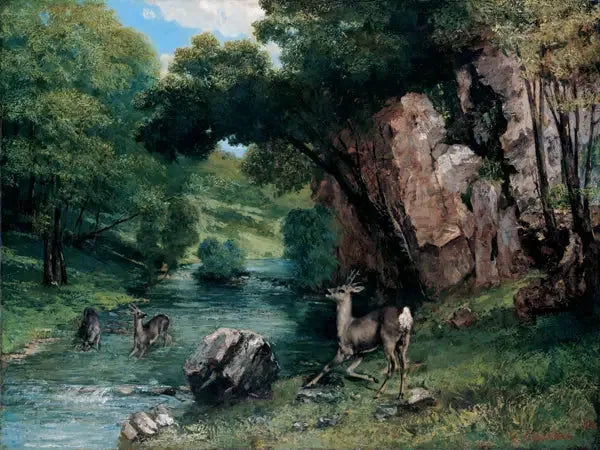 Corzo en un arroyo - Gustave Courbet