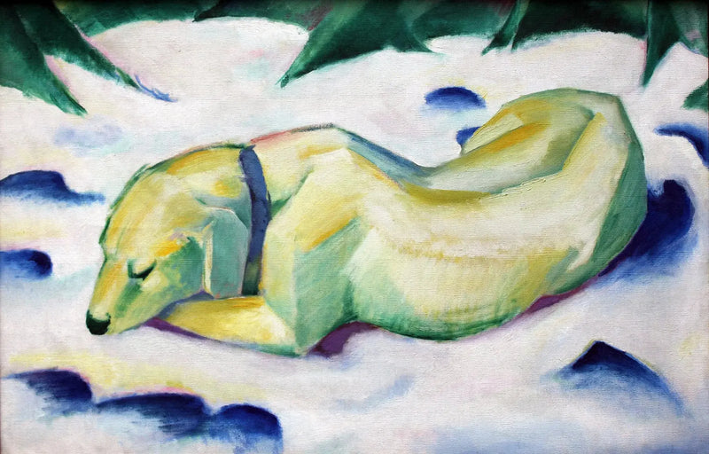 Perro acostado en la nieve - Franz Marc