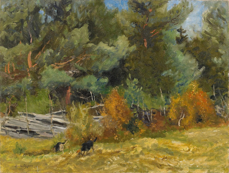 Perros de caza en la valla - Bruno Liljefors